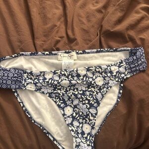 Jessica Simpson Blue and White Floral Bikini Bottom